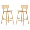 Sapphtopaz Modern Wooden Bar Stools Set of 2 with Ratten Back Wooden Curved Seat Counter Height Stools with Footrest High Chair for Dining Room - 3 of 4