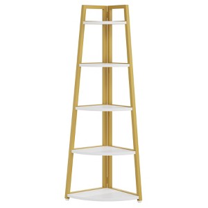 Lirago 5-Tier Corner Ladder Shelf-Compact Storage for Living Room Office or Balcony Gold - 1 of 4