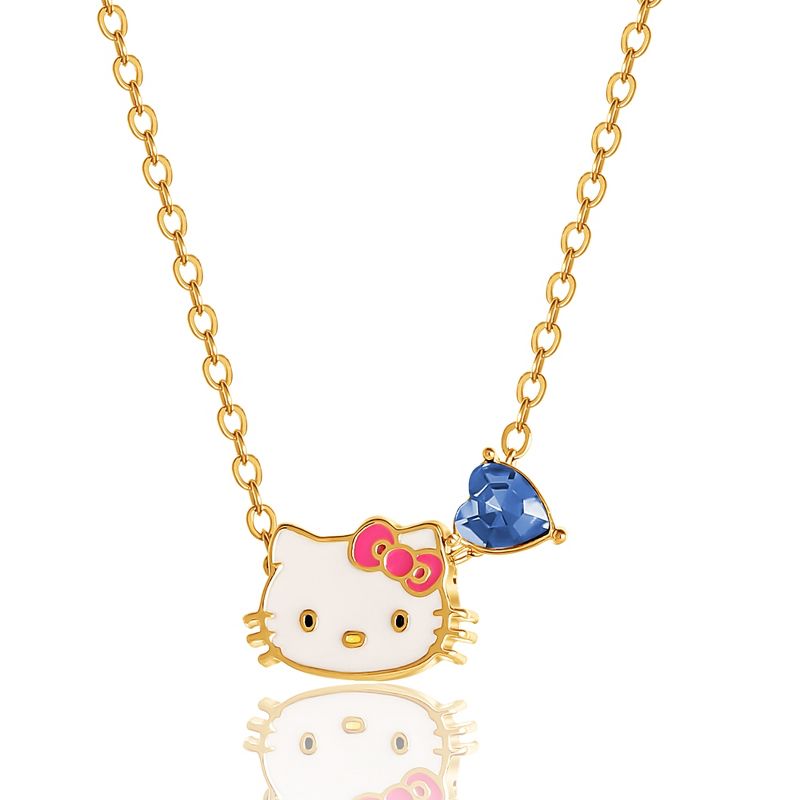 Sanrio Hello Kitty Brass Heart Birthstone Charm Necklace - 16 + 2'' Chain, 1 of 5