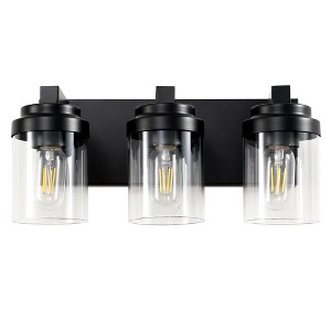 DAKAFUL Bathroom Vanity Light, Vanity Fixtures with Clear Glass Shades,Modern Matte Black Wall Sconce Over Mirror,for Bedroom/Living Room - 1 of 4