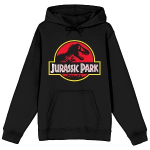 Jurassic Park Logo Adult Black Long Sleeve Hooded Sweatshirt - 1 of 4