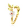 Ross-Simons Mother-Of-Pearl and 0.30 ct. t.w. Peridot Flower Ring With Rhodolite Garnet in 18kt Gold Over Sterling - 3 of 4