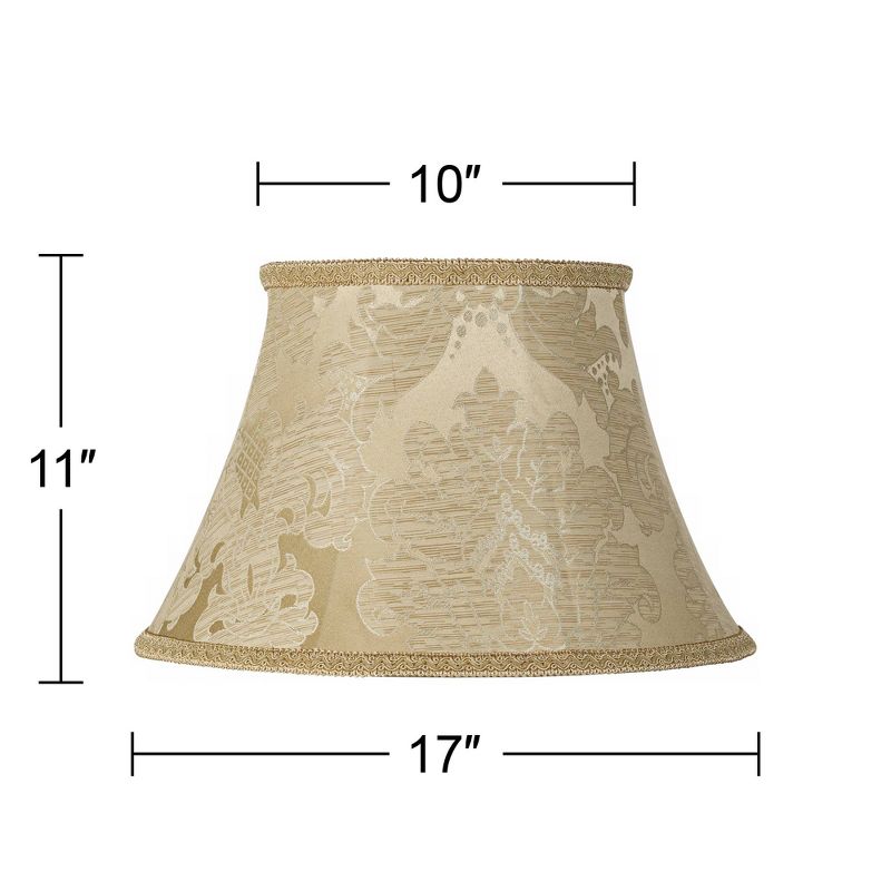 Springcrest Ivory Brocade Large Lamp Shade 10" Top x 17" Bottom x 11" High (Spider) Replacement with Harp and Finial, 5 of 8