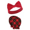 Hudson Baby Infant Girl Cotton Headband and Scratch Mitten Set, Fancy Plaid Snowflake, 0-6 Months - 3 of 4