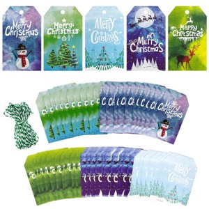 Wrapables Christmas Holiday Gift Tags/Kraft Paper Hang Tags for Gift-Wrapping, Labeling, Package Decoration, (50pcs), Festive Fun - 1 of 4