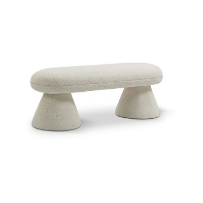 Meridian Furniture,Drum Faux Shearling Teddy Fabric Bench