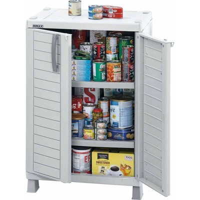 Light Gray Polypropylene Freestanding Office Storage Cabinet with Adjustable Shelves