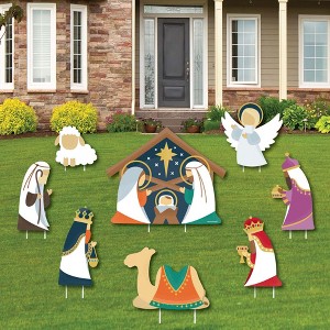 Big Dot of Happiness Holy Nativity - Yard Sign and Outdoor Lawn Decorations - Manger Scene Religious Christmas Signs - Set of 8 - 1 of 4