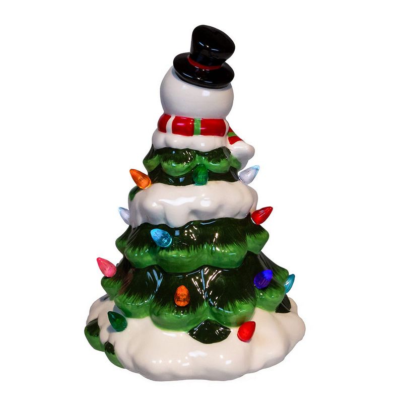 Kurt Adler 9-Inch Battery Operated Ceramic Light-Up Snowman Tree, 3 of 7