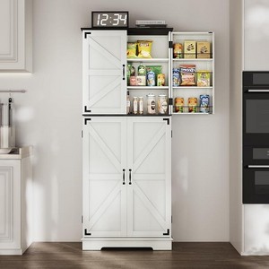 Vipbear 72" Kitchen Pantry Cabinet, Farmhouse Pantry Storage Cabinet with 4 Doors, Adjustable Shelves, Kitchen Organizers and Storage for Dining Room - 1 of 3