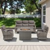 Belord Patio Furniture Set with Firepit, 6-INCH Extra Thick Cushion 4 Pieces Outdoor Patio Furniture Set with Swivel Chairs, Couch, and Firepit Table - 3 of 4