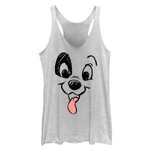 Women's One Hundred and One Dalmatians Happy Patch With Tongue Out Racerback Tank Top - 1 of 4