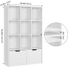 Tall Wooden Bookcase with Drawers – 9-Cube Storage Organizer with Adjustable Shelves for Home & Office - 3 of 4