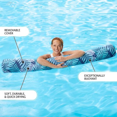 Blue and White Fern Oversized Inflatable Pool Noodle