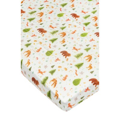 Loulou Lollipop Muslin Fitted Crib Sheet - Forest Friends