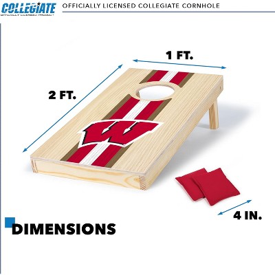 Wisconsin Badgers 1'x2' Natural Wood Cornhole Set with Bean Bags
