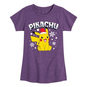 Girls' - Pokémon - Pikachu With Hat Fitted Short Sleeve Graphic T-Shirt - 1 of 4