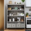 FUFU&GAGA Gray Large Kitchen Cabinet Storage Cabinet Classic Vintage Natural Style - 3 of 4