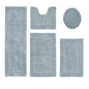 Lux Premium 100% Cotton Tufted Solid Reversible 5 PC Bath Rug Set – Ultra-Soft, Water-Absorbent, Durable, Machine Washable Bathroom Rug - 1 of 4
