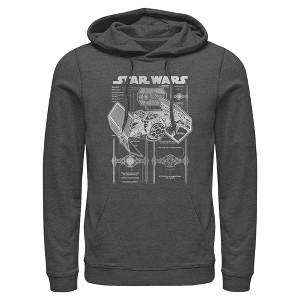 Mens Star Wars TIE Fighter Schematic Lightweight Hoodie - 1 of 4