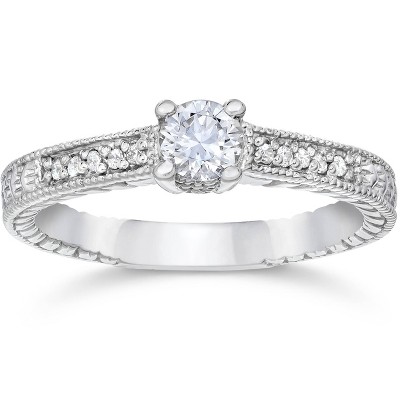Pompeii3 1/2ct Vintage Diamond Engagement Ring 14K White Gold
