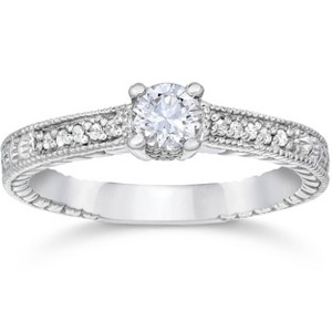 Pompeii3 1/2ct Vintage Diamond Engagement Ring 14K White Gold - 1 of 4