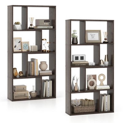 Tangkula 4-Tier Geometric Bookshelf 48"/120 CM High Bookcase Modern 8-Cube Storage Organizer