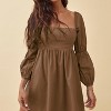 EXLURA Womens Square Neck Dress Long Puff Sleeve A-Line Casual Short Mini Dresses - 4 of 4