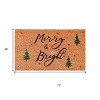 HomeRoots 36" X 72" Brown Black And Green Christmas Merry and Bright Outdoor Coir Door Mat - 3 of 4