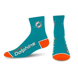 NFL Miami Dolphins Around the Bend Quarter Socks: Cushioned Heel & Toe, Large Size - 1 of 3