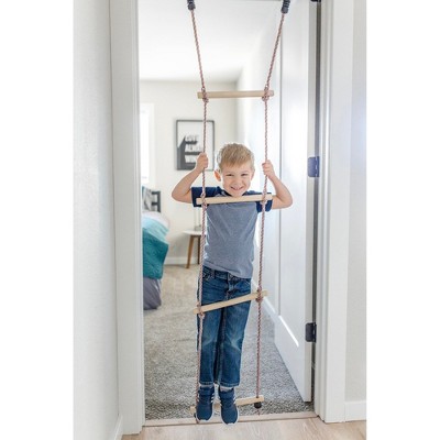 Blue 6-Piece Indoor Doorway Gym with Swing and Slide