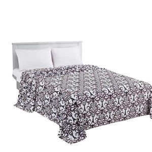 Plazatex Luxurious Ultra Soft Lightweight Chantal Printed Blanket White - 1 of 4