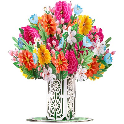 Paper Love HugePop 3D Blissful Bouquet Pop Up Card, with Detachable Paper Flower Bouquet, For All Occasions - Jumbo 10" x 14" Cards