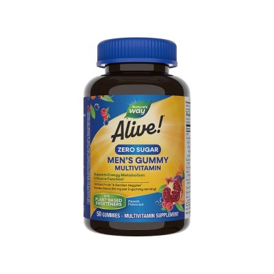 Nature's Way Alive! Zero Sugar Men's Multivitamin Vegan Gummies - 50ct