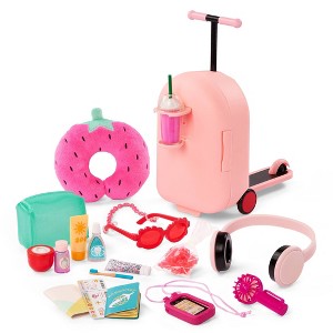 Our Generation Packed for Adventures Pink Luggage Scooter Suitcase & Accessories Set for 18" Dolls - 1 of 3