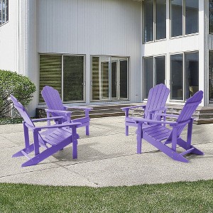 Sonkuki 4-Pack Faux Wood Adirondack Chair with High Back and Wide Seat - 1 of 4