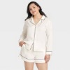 Women's Luxury Collection Shadow Striped Satin Notch Collar Top and Shorts Pajama Set - Auden™ - 4 of 4
