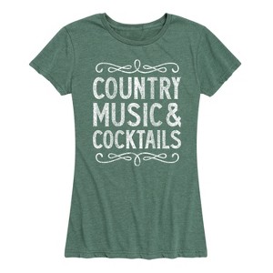 Women's - Instant Message - Country Music And Cocktails Short Sleeve Graphic T-Shirt - 1 of 4