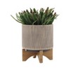 Okak Ceramic Plant Pot with Wooden Stand Elevated Flower Planter for Herbs, Vegetables, Fruits, Indoor/Outdoor, 2 Pack/1 Pack,10 Options - 4 of 4