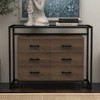 6 Drawers Dresser, Steel Tempered Glass Triamine Board Raised Bottom Six Drawer Storage Cabinet ， for Living Room Bedroom - 3 of 4