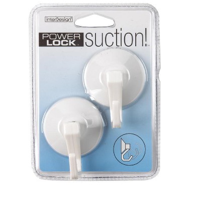 iDesign 2 in. L White Plastic Small and Medium Power Lock Suction! Hook 2 lb. cap. 2 pk