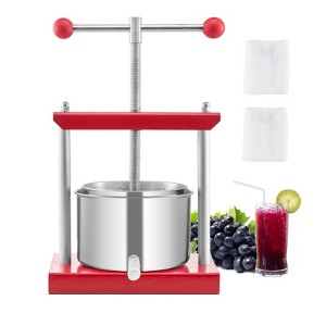 VEVOR 0.8 Gal/3L Fruit Wine Press, 2 Stainless Steel Barrels, Manual Juice Maker, Cider Apple Grape Tincture Honey Olive Oil Making Press, Red - 1 of 4