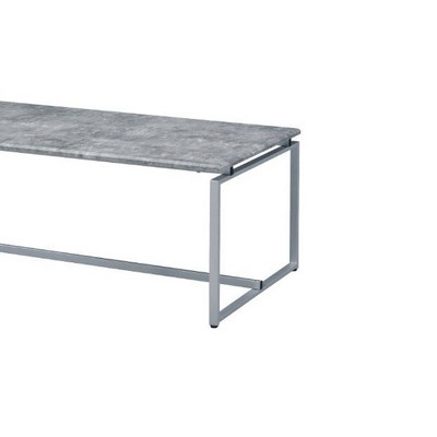52'' Modern Faux Concrete and Silver Coffee Table Set