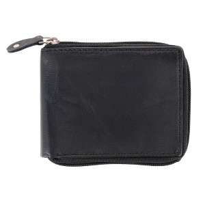 CTM Men's RFID Leather Zip Around Bifold Wallet by Swiss Marshall
