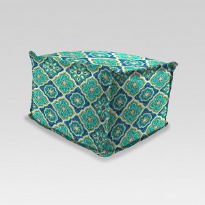 Outdoor Boxed Edge with Flange Pouf/Ottoman - Turquoise/Blue - Jordan Manufacturing