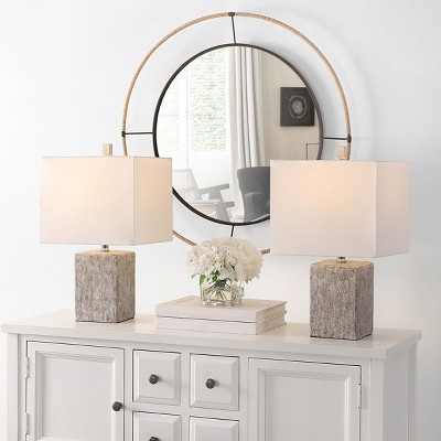 Jaxon 21" White and Grey Ceramic Table Lamp Set