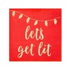 Juvale 50 Pack Paper Christmas Cocktail Napkins for Holiday Party Supplies, Gold Foil Lets Get Lit, Red, 5 x 5 In - 3 of 4