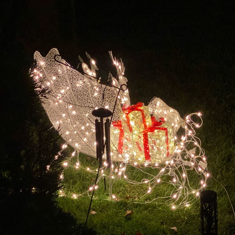 Northlight 48" White Pre-Lit Crystal 3D Sleigh Christmas Outdoor Decor, 4 of 5