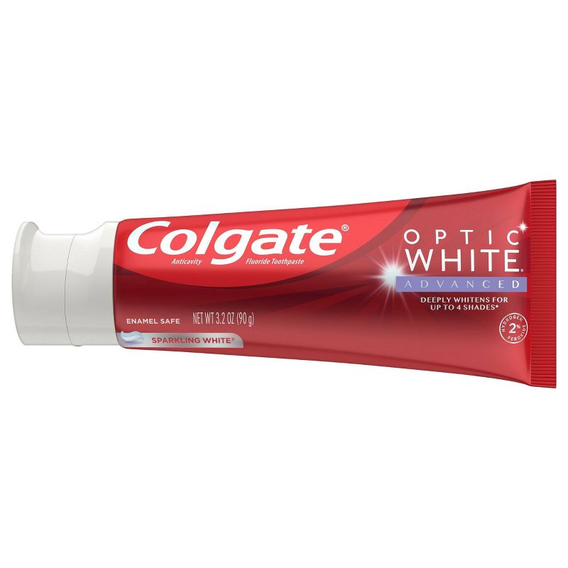 Colgate Optic White Advanced Whitening Toothpaste with Fluoride, 2% Hydrogen Peroxide - Sparkling White - 3.2oz, 3 of 10