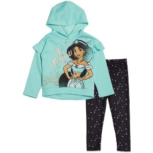 Disney Princess Mulan Rapunzel Jasmine Ariel Belle Cinderella Tiana Tinker Girls Pullover Hoodie Legging Toddler to Big Kid - 1 of 4